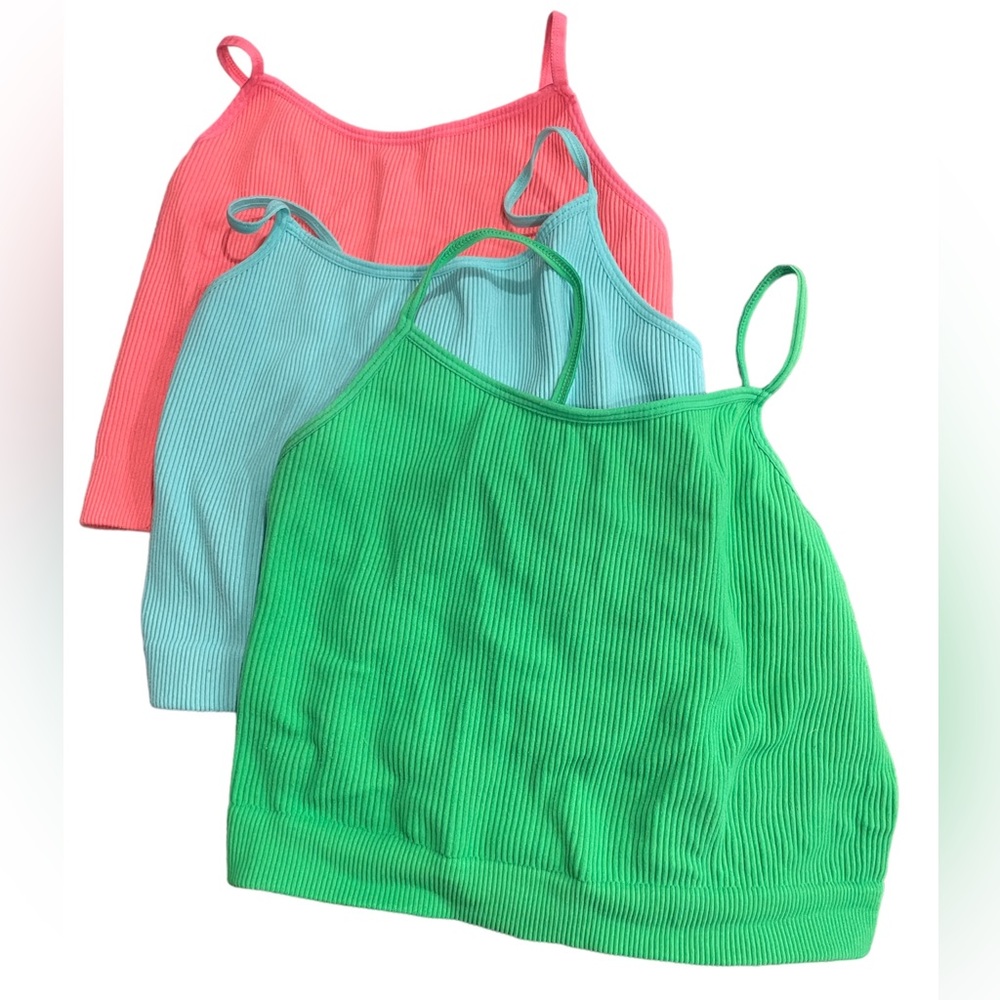 VIRAL Ribbed Cassie Spaghetti Strap Crop Tank Bralette Size L/XL